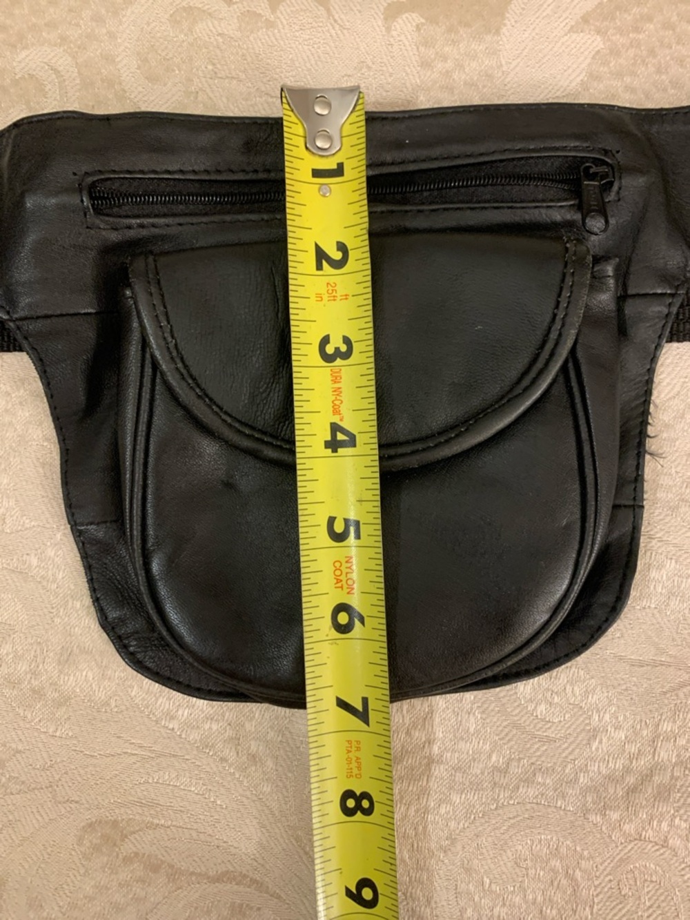 Marshal Black Leather Belt Bag with Front Flap Pocket - Picture 9 of 10